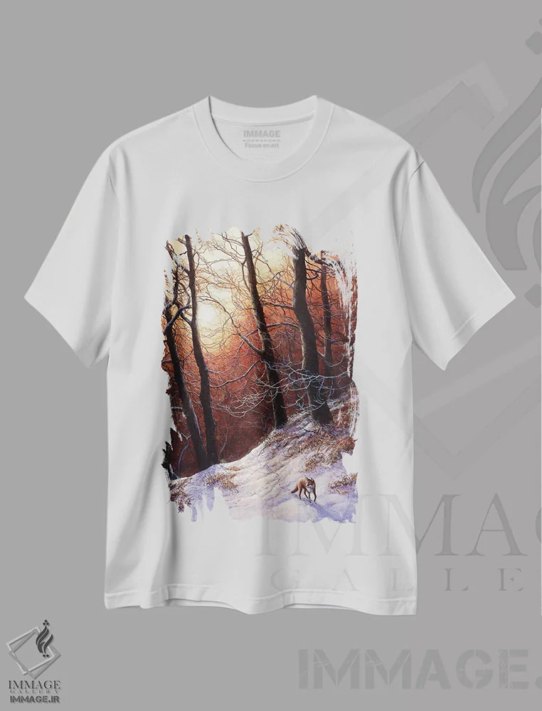 تیشرت سفید طرح دار بازگشت زمستان، هنر فاخر معاصر اثر جرمی پاول | immage.ir