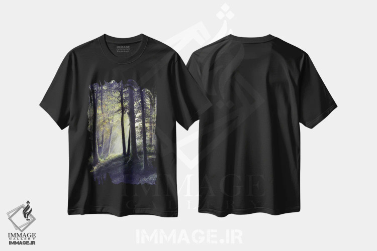 تیشرت مشکی طرح دار بوستان تابستانی، دکور کلبه و لژ اثر جرمی پاول | فروشگاه ایماژ