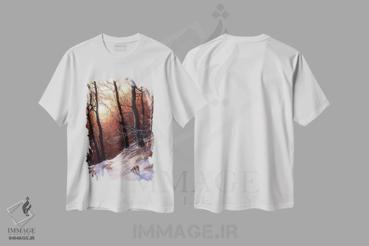 تیشرت سفید طرح دار بازگشت زمستان، هنر فاخر معاصر اثر جرمی پاول | immage.ir