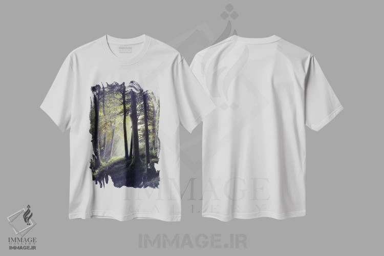 تیشرت سفید طرح دار بوستان تابستانی، دکور کلبه و لژ اثر جرمی پاول | immage.ir