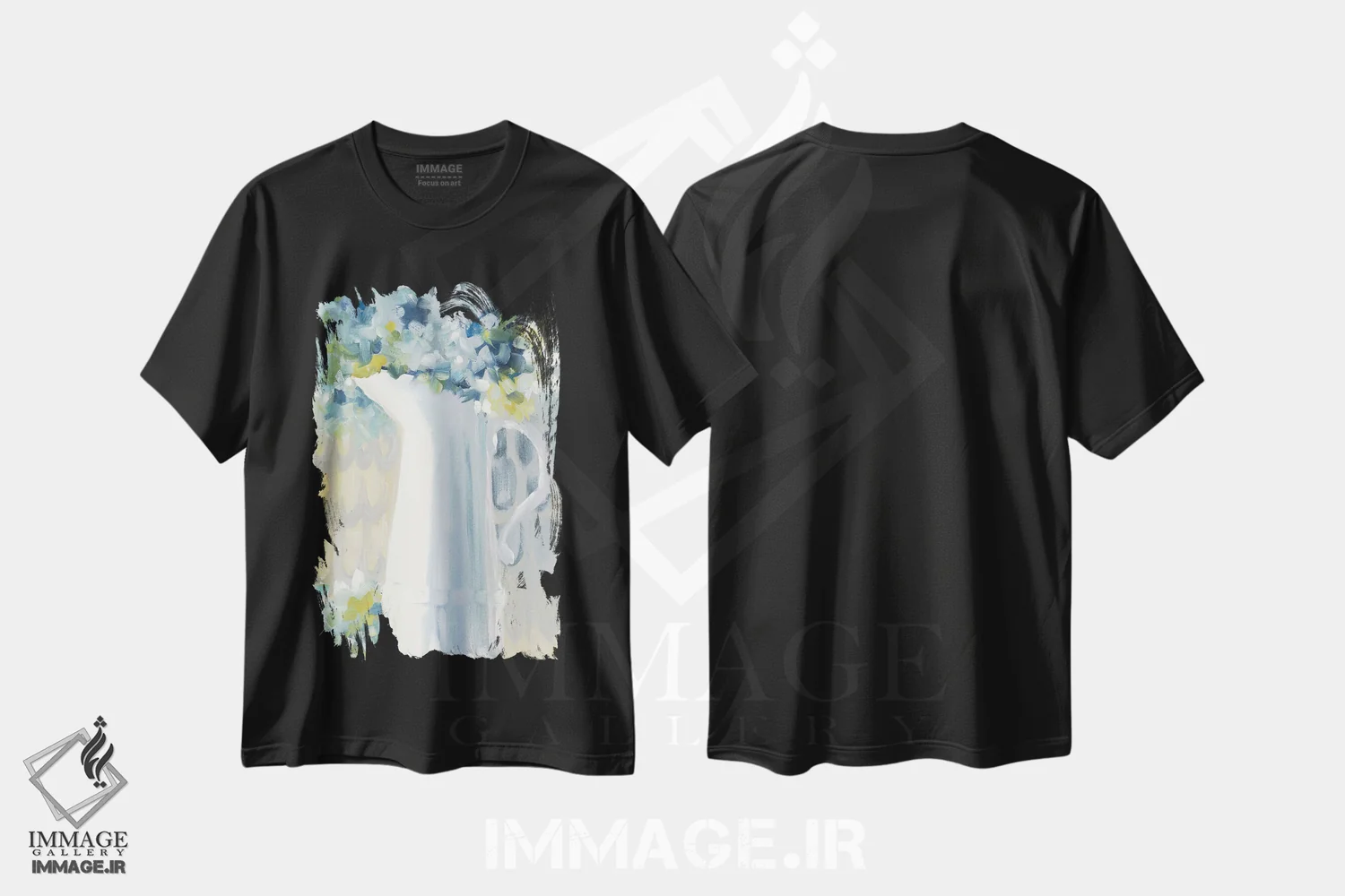 تیشرت مشکی طرح دار دسته گل دودی، دکور معاصر اثر جنی وستنهوفر | immage.ir