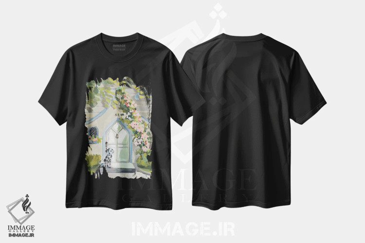 تیشرت مشکی طرح دار در سفید، دکور معاصر اثر جنی وستنهوفر | فروشگاه ایماژ