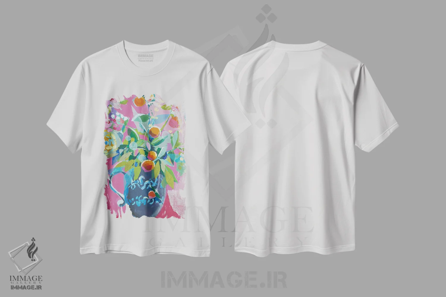 تیشرت سفید طرح دار طرح گل دار صورتی، دکور معاصر اثر جنی وستنهوفر | immage.ir