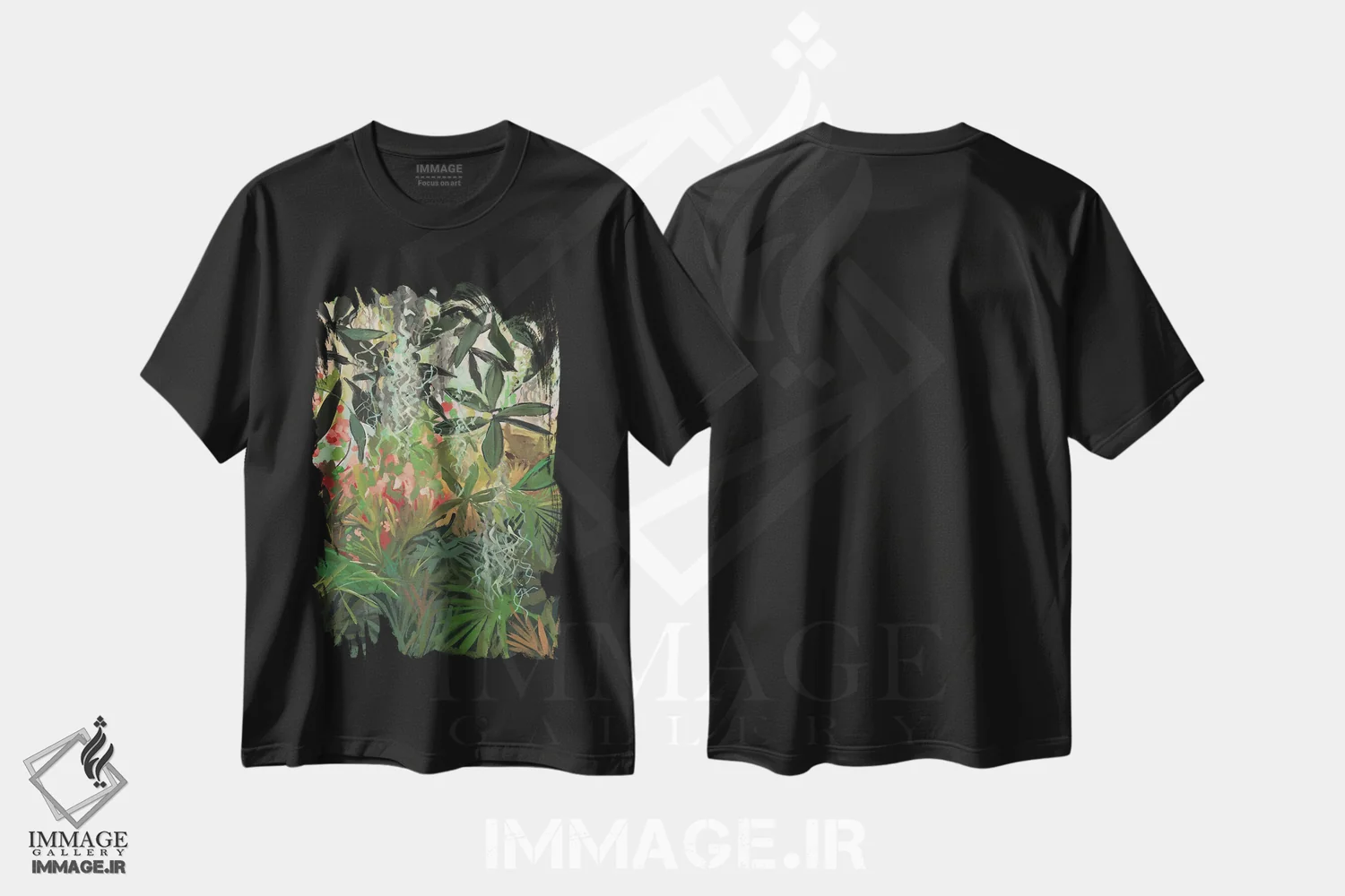 تیشرت مشکی طرح دار جنگل، تزئینی اثر جنی وستنهوفر | فروشگاه ایماژ