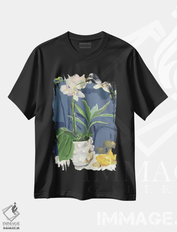 تیشرت مشکی طرح دار ارکیده ها و لیموها، دکور معاصر اثر جنی وستنهوفر | immage.ir