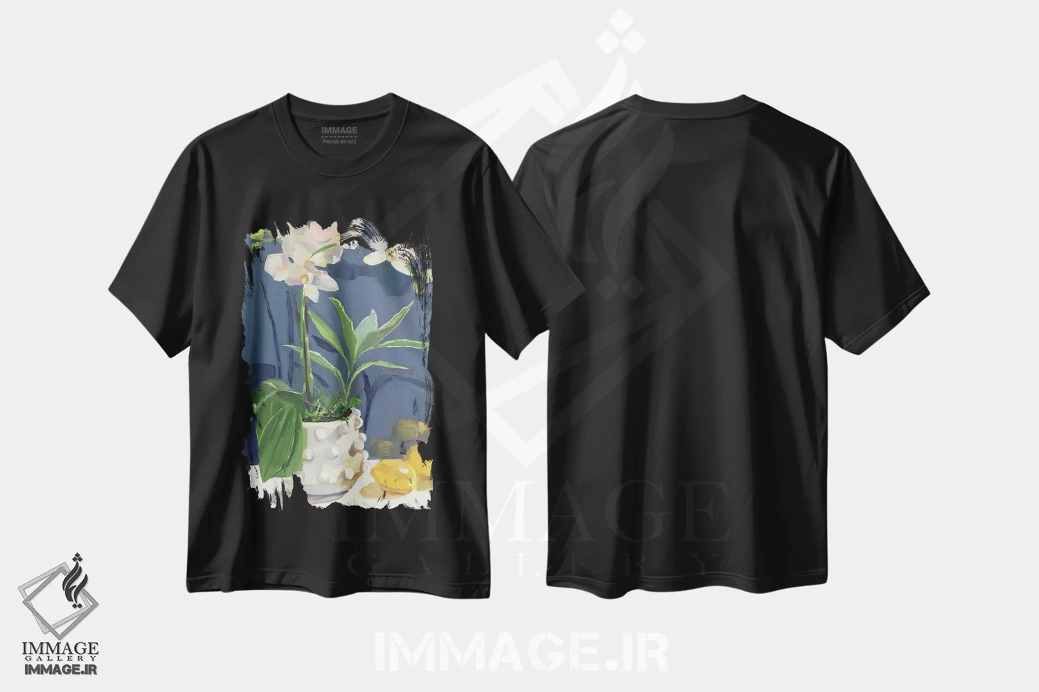 تیشرت مشکی طرح دار ارکیده ها و لیموها، دکور معاصر اثر جنی وستنهوفر | immage.ir