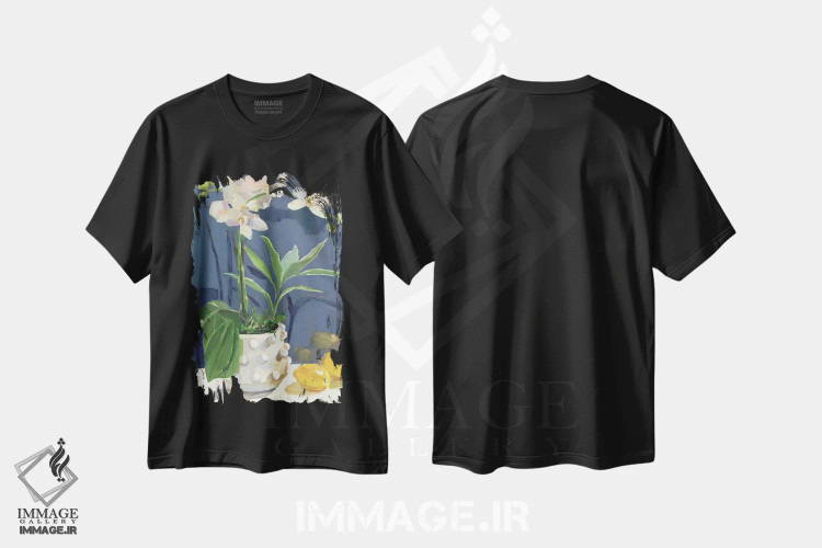 تیشرت مشکی طرح دار ارکیده ها و لیموها، دکور معاصر اثر جنی وستنهوفر | immage.ir