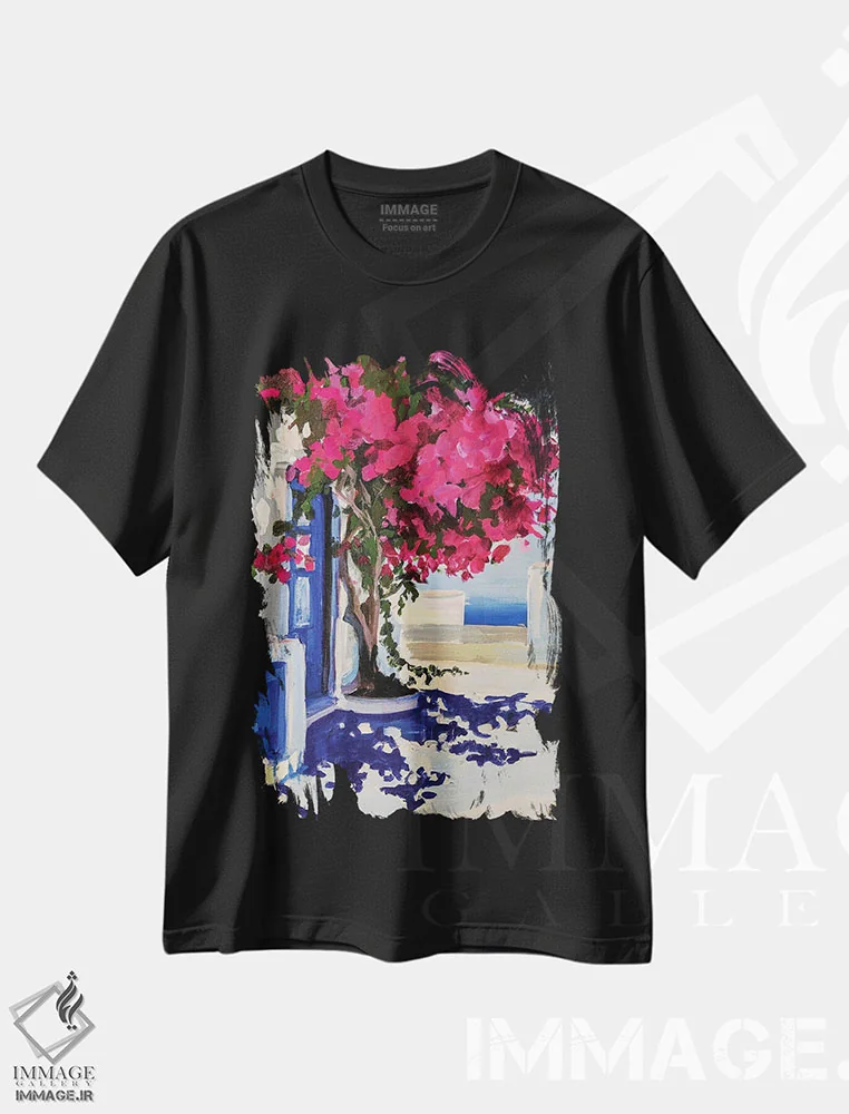 تیشرت مشکی طرح دار کابو، دکور ساحلی اثر جنی وستنهوفر | فروشگاه ایماژ