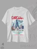 تیشرت سفید طرح دار پوستر سفر شیکاگو، هنر دیجیتال اثر جیم زانیسر | immage.ir