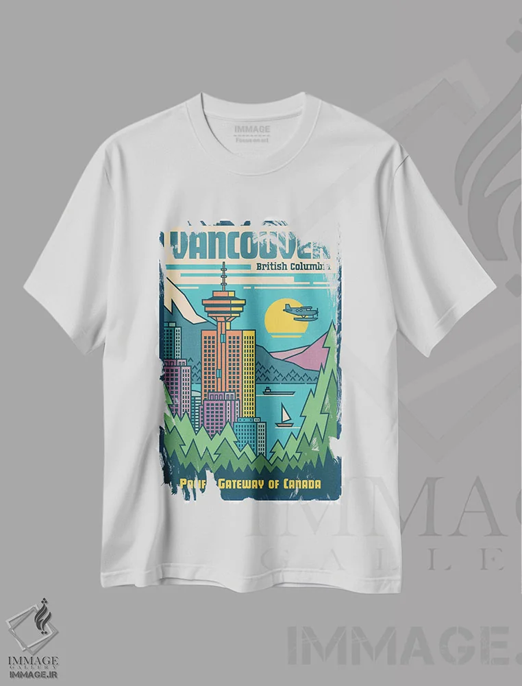 تیشرت سفید طرح دار پوستر پاپ آرت ونکوور، هنر دیجیتال اثر جیم زانیسر | immage.ir