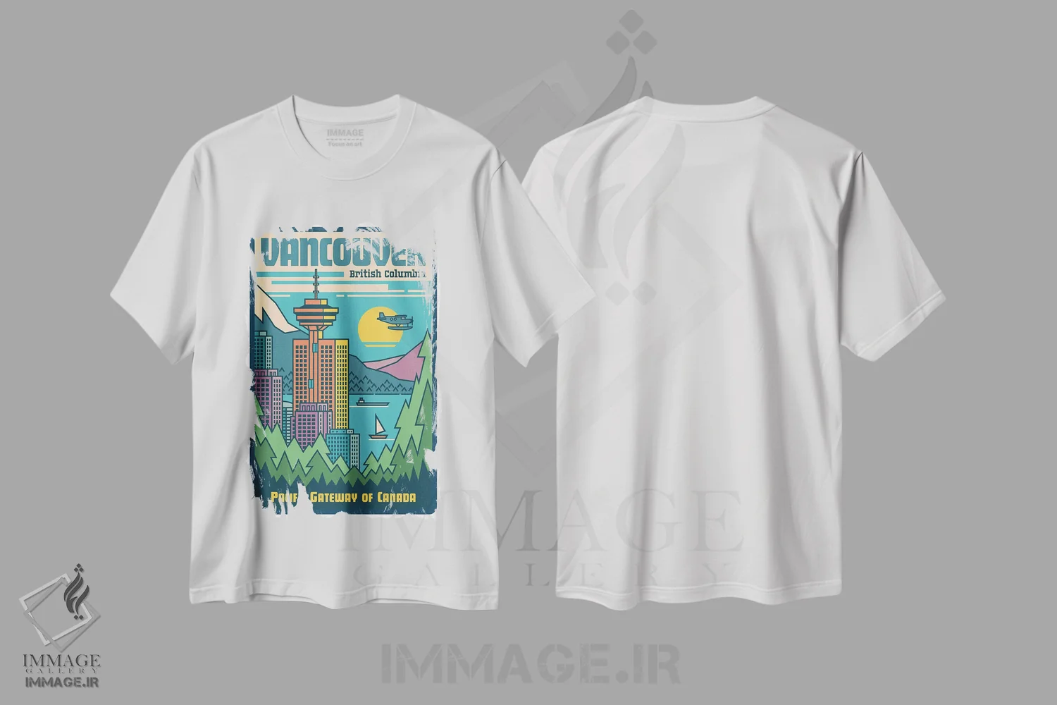 تیشرت سفید طرح دار پوستر پاپ آرت ونکوور، هنر دیجیتال اثر جیم زانیسر | immage.ir