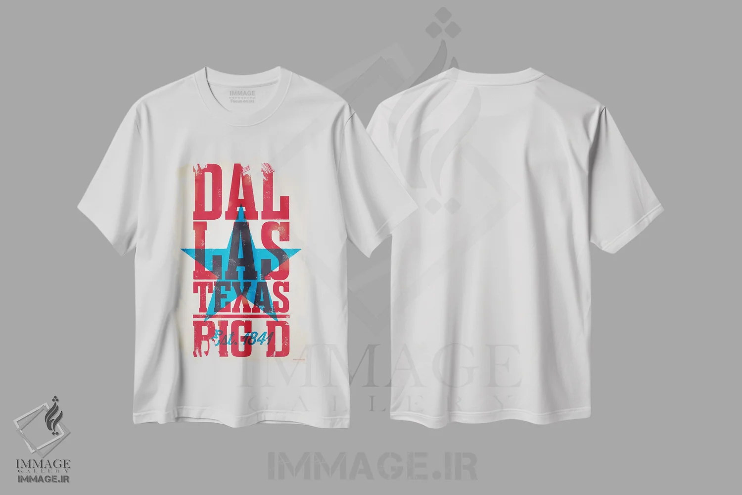 تیشرت سفید طرح دار پوستر چاپ حروف دالاس، هنر دیجیتال اثر جیم زانیسر | فروشگاه ایماژ