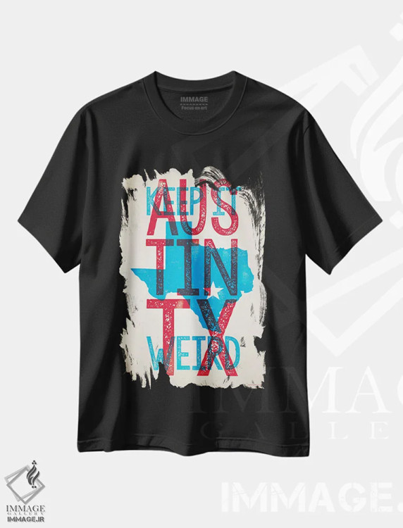 تیشرت مشکی طرح دار پوستر آستین؛ عجیب باش، هنر دیجیتال اثر جیم زانیسر | immage.ir