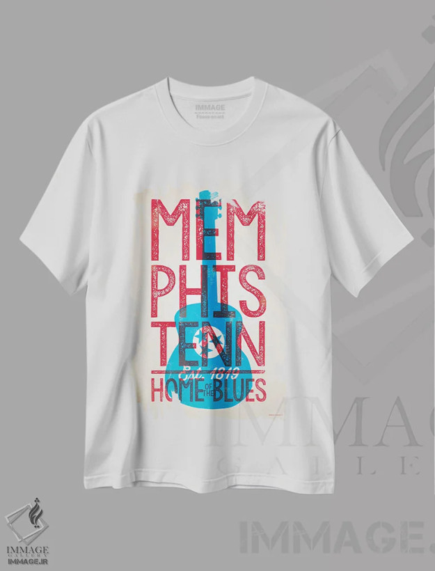 تیشرت سفید طرح دار پوستر چاپ حروف ممفیس؛ خانهٔ بلوز، هنر دیجیتال اثر جیم زانیسر | فروشگاه ایماژ