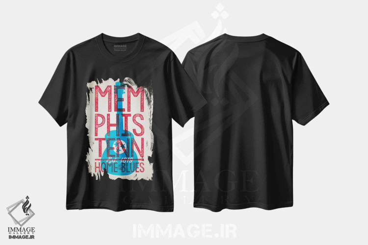 تیشرت مشکی طرح دار پوستر چاپ حروف ممفیس؛ خانهٔ بلوز، هنر دیجیتال اثر جیم زانیسر | immage.ir