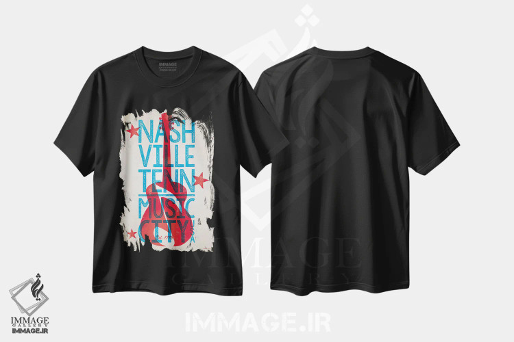 تیشرت مشکی طرح دار پوستر چاپ حروف نشویل، هنر دیجیتال اثر جیم زانیسر | immage.ir