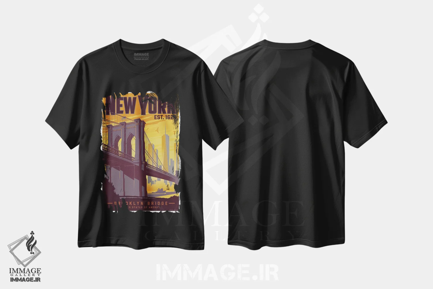 تیشرت مشکی طرح دار پوستر سفر پل بروکلین نیویورک، هنر دیجیتال اثر جیم زانیسر | immage.ir