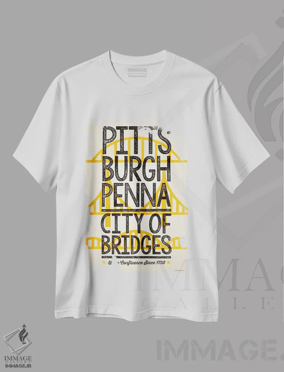 تیشرت سفید طرح دار پوستر پیتزبورگ؛ شهر پل ها، هنر دیجیتال اثر جیم زانیسر | immage.ir
