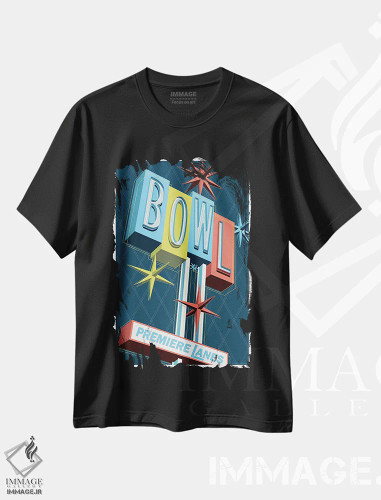 تیشرت مشکی طرح دار پوستر سفر بولینگ پرمیر لینز، تزئینی اثر جیم زانیسر | فروشگاه ایماژ