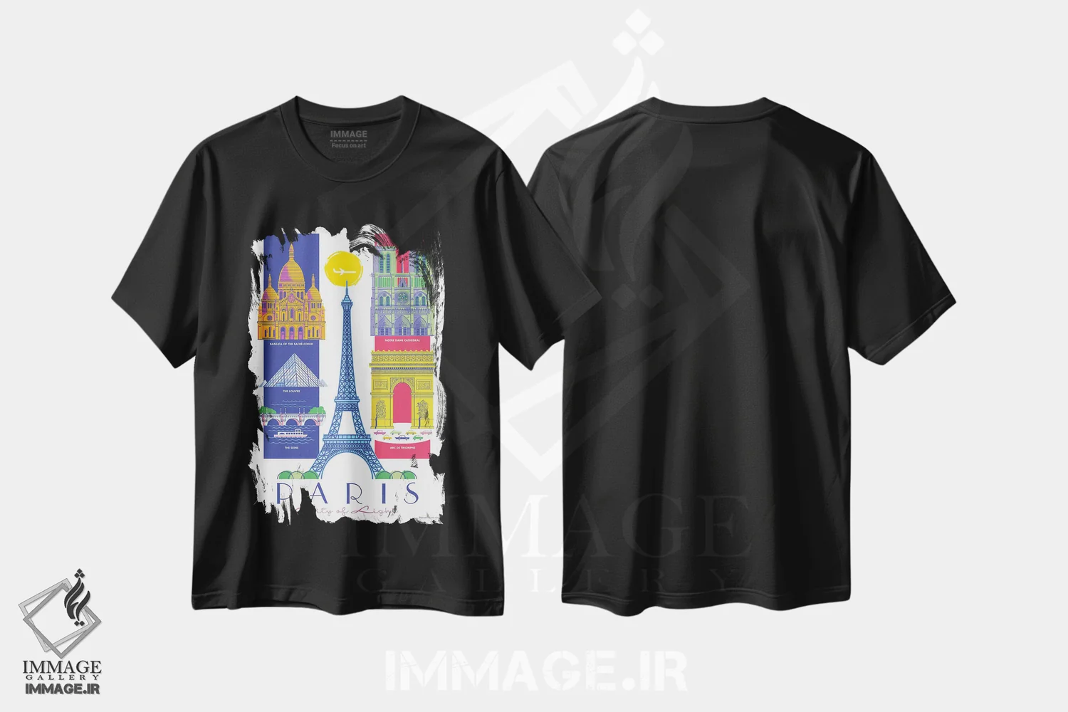 تیشرت مشکی طرح دار پوستر سفر پاریس، هنر دیجیتال اثر جیم زانیسر | immage.ir