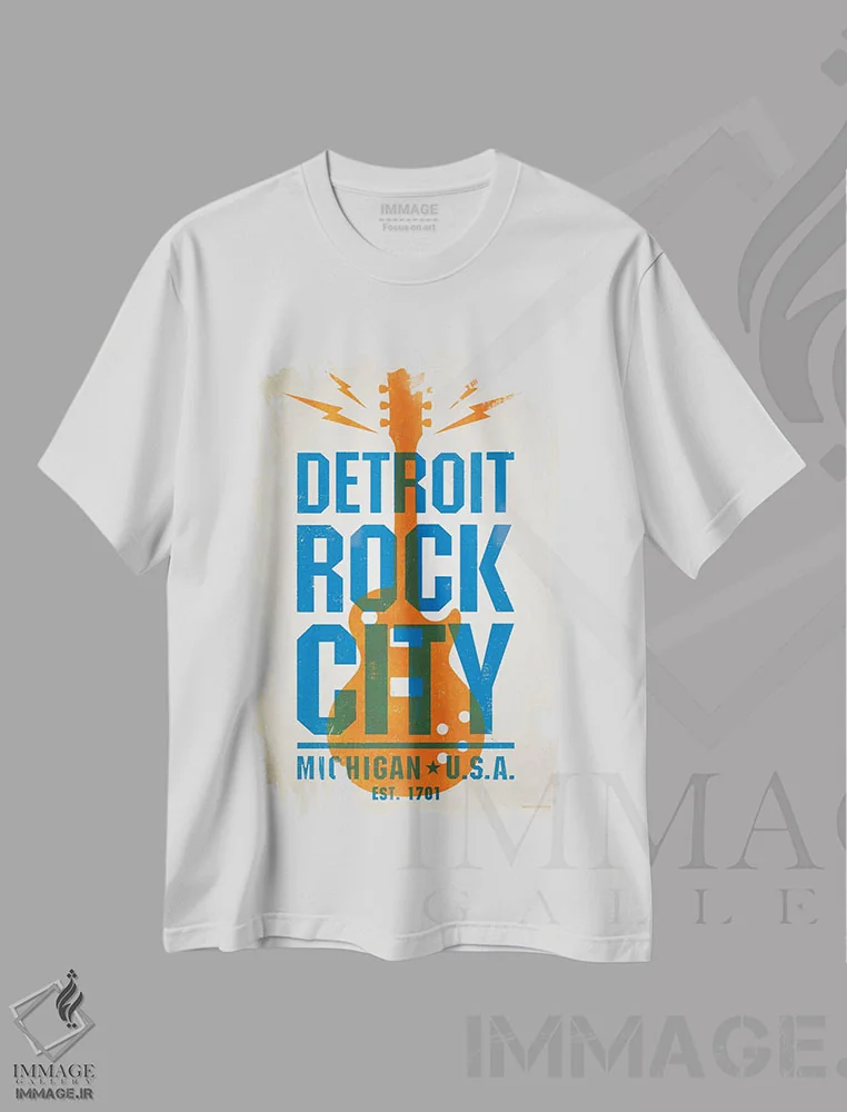تیشرت سفید طرح دار پوستر چاپ حروف دیترویت، تزئینی اثر جیم زانیسر | immage.ir