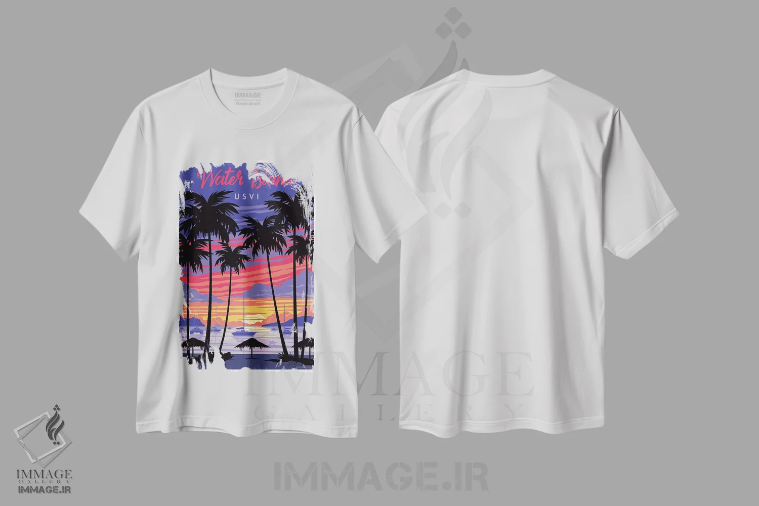 تیشرت سفید طرح دار پوستر سفر جزیره آب، دکور ساحلی اثر جیم زانیسر | immage.ir