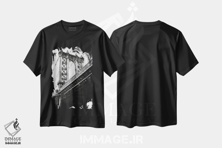 تیشرت مشکی طرح دار پل منهتن، هنر تزئینی سیاه و سفید اثر یوهان زلنین | immage.ir