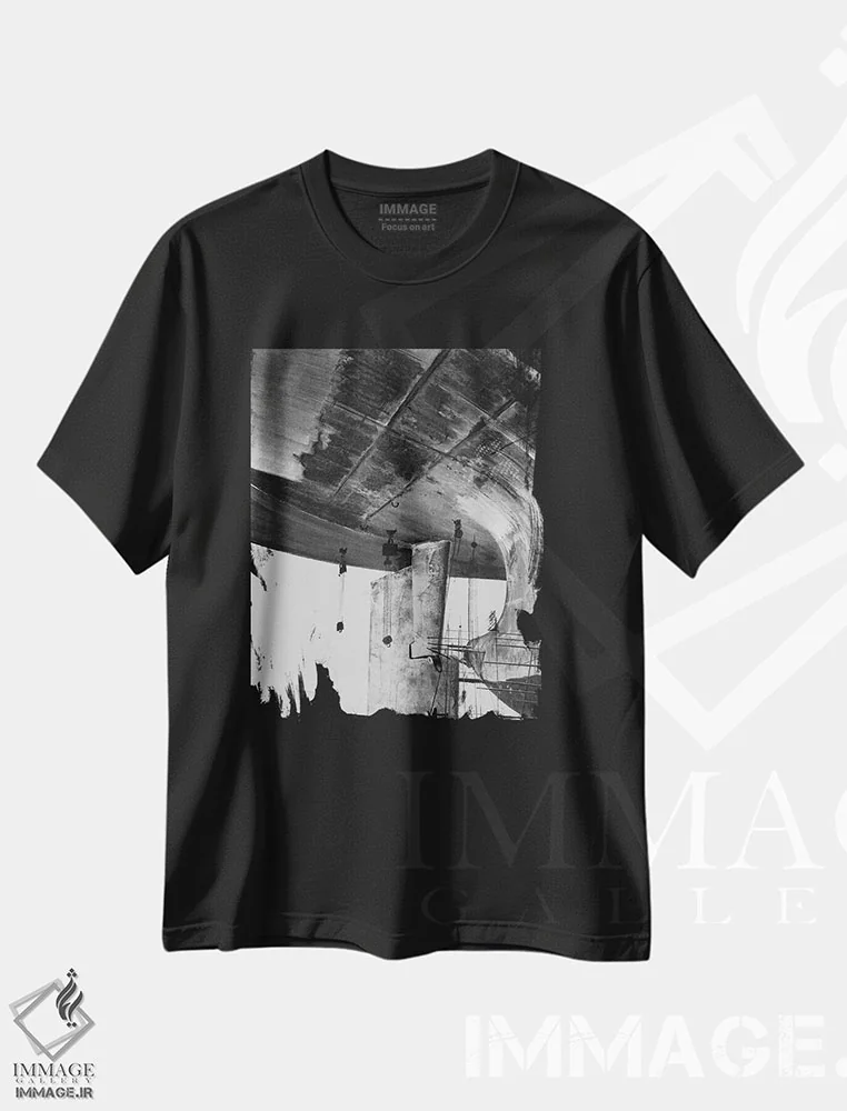 تیشرت مشکی طرح دار سیلوئت، هنر تزئینی سیاه و سفید اثر یوهان زلنین | فروشگاه ایماژ
