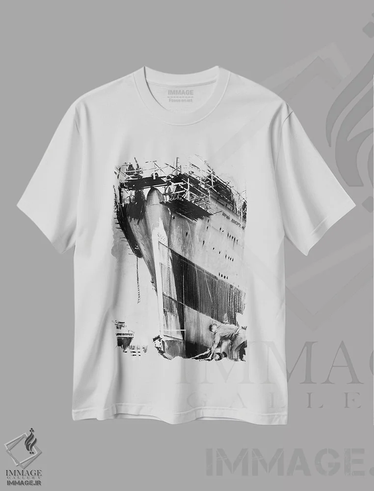 تیشرت سفید طرح دار یوری دولگوروکی، هنر تزئینی سیاه و سفید اثر یوهان زلنین | فروشگاه ایماژ