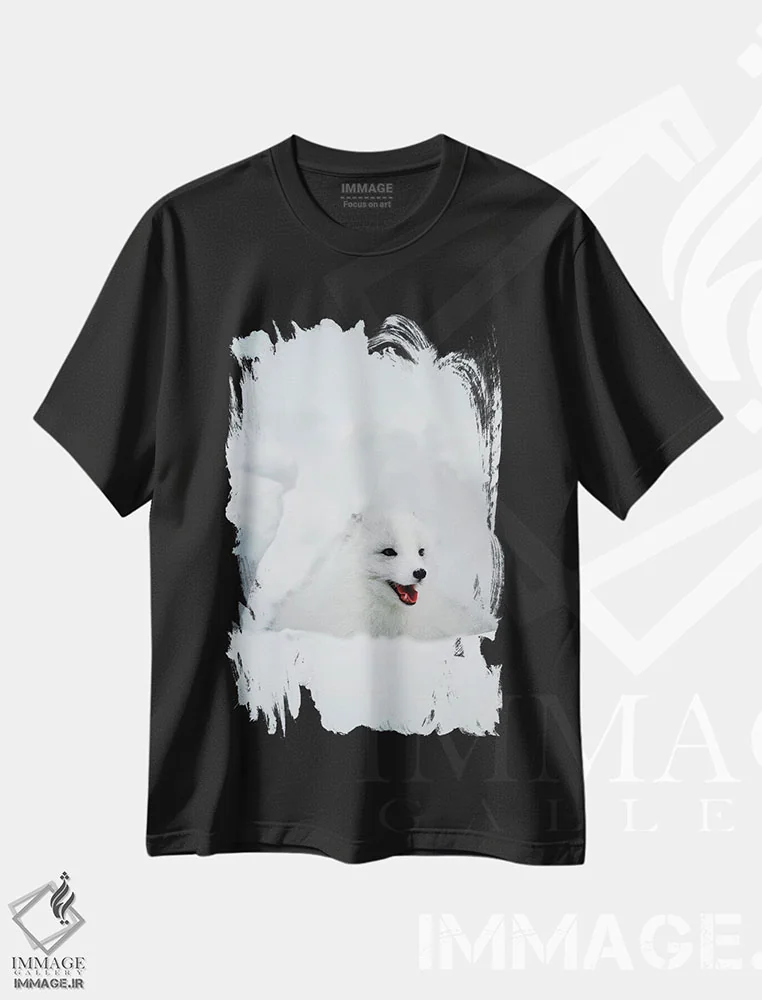 تیشرت مشکی طرح دار Alaska, USA,روباه قطبی، آلاسکا، ایالات متحده، مدیوم اثر جیم زاکرمن | فروشگاه ایماژ