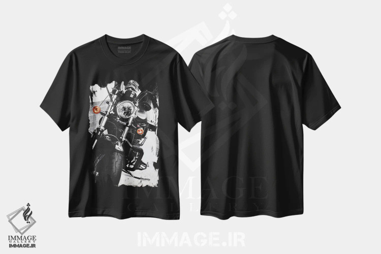 تیشرت مشکی طرح دار هارلی دیویدسون، هنر تزئینی سیاه و سفید اثر یوهان زلنین | immage.ir