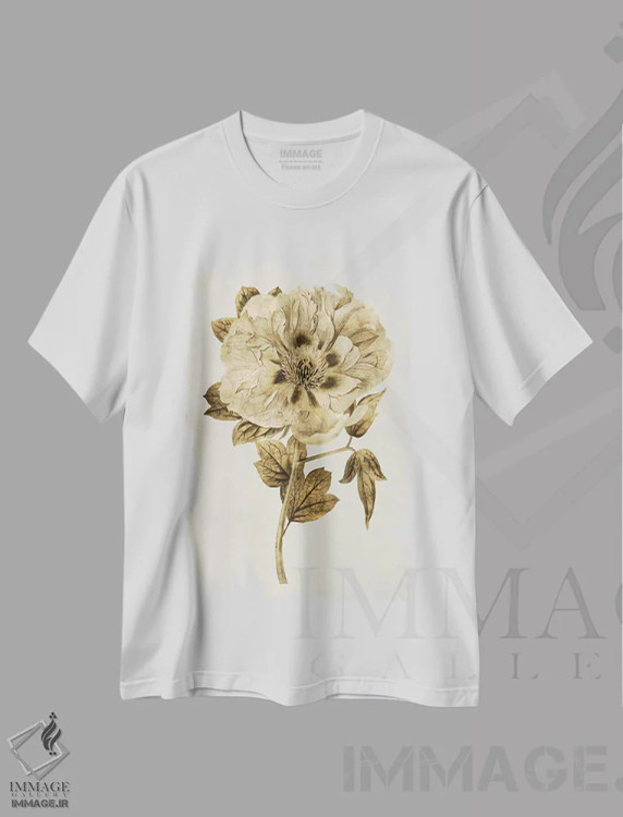 تیشرت سفید طرح دار لاله طلایی I، دکور معاصر اثر کیت بنت | فروشگاه ایماژ