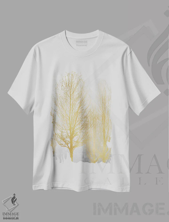 تیشرت سفید طرح دار تابلوی درخت طلایی I، دکور معاصر اثر کیت بنت | immage.ir