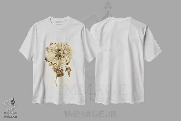 تیشرت سفید طرح دار لاله طلایی I، دکور معاصر اثر کیت بنت | فروشگاه ایماژ