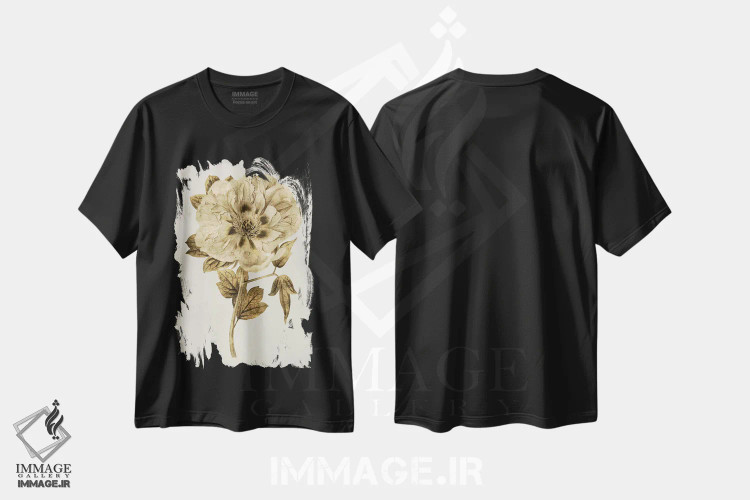 تیشرت مشکی طرح دار لاله طلایی I، دکور معاصر اثر کیت بنت | immage.ir