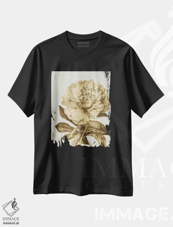 تیشرت مشکی طرح دار لاله طلایی II، دکور معاصر اثر کیت بنت | فروشگاه ایماژ
