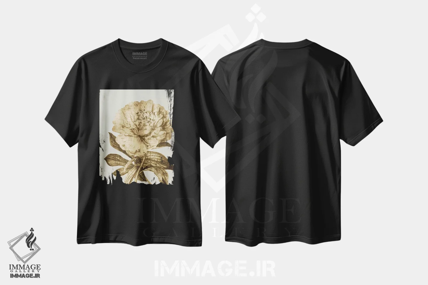 تیشرت مشکی طرح دار لاله طلایی II، دکور معاصر اثر کیت بنت | فروشگاه ایماژ