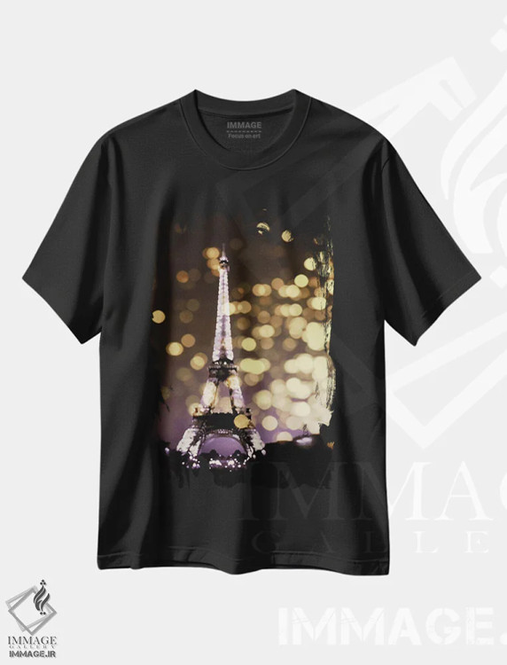 تیشرت مشکی طرح دار نماد پاریس، دکور معاصر اثر کیت کاریگان | فروشگاه ایماژ