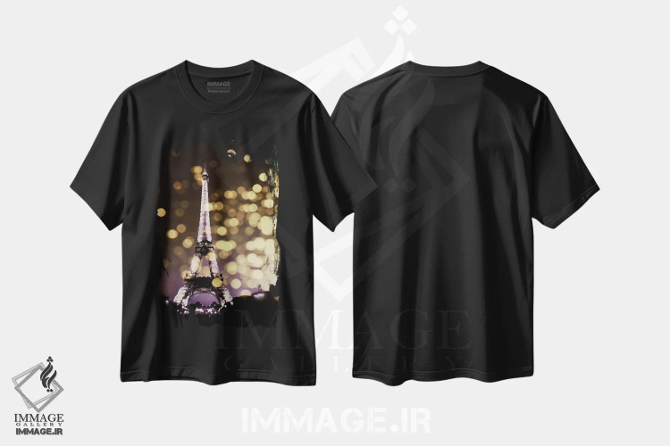تیشرت مشکی طرح دار نماد پاریس، دکور معاصر اثر کیت کاریگان | فروشگاه ایماژ