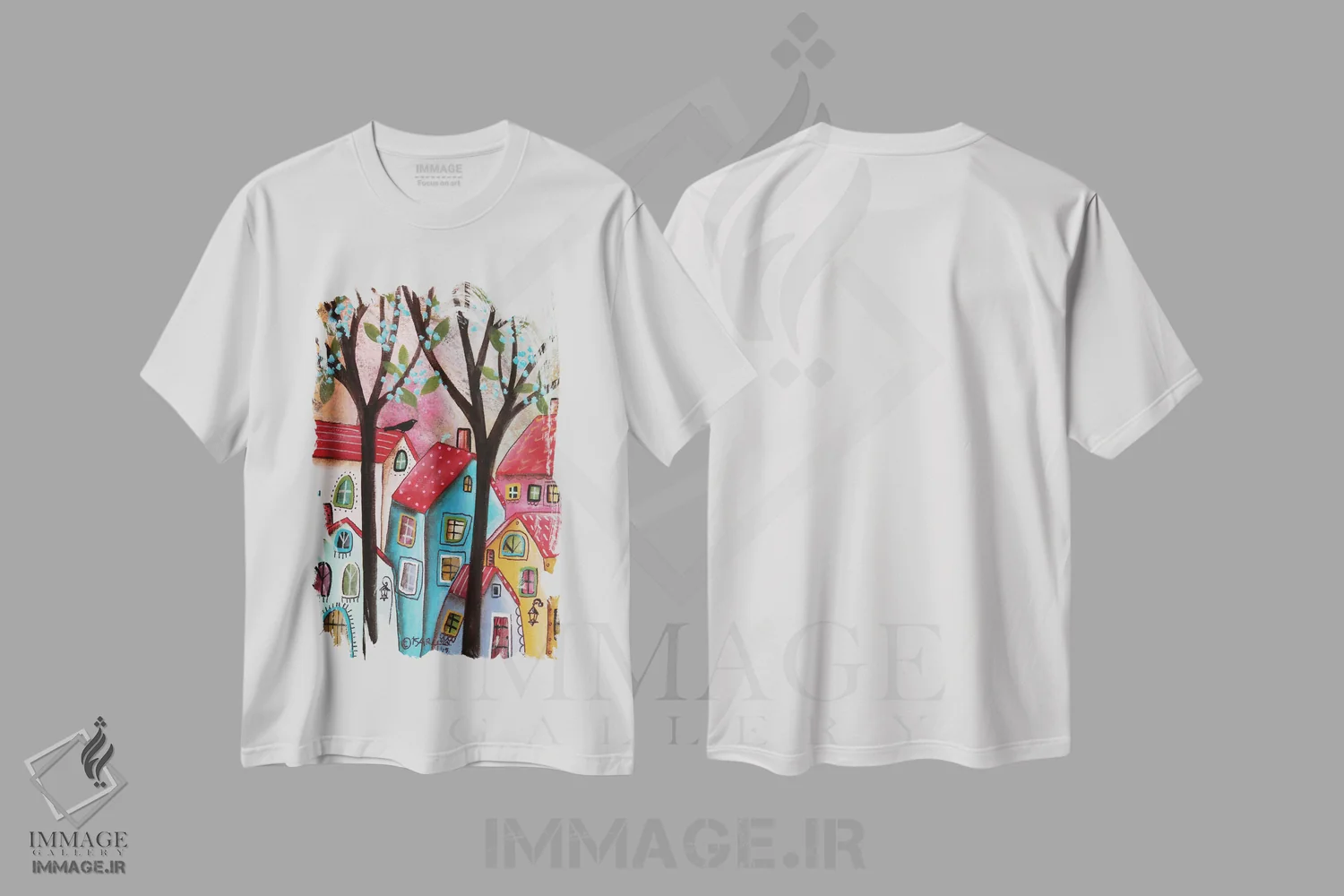 تیشرت سفید طرح دار سقف های قرمز، دکور معاصر اثر کارلا جرارد | immage.ir