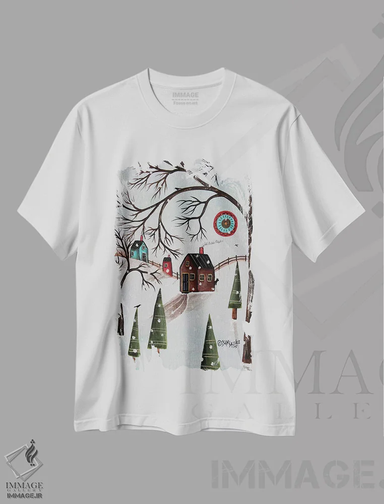 تیشرت سفید طرح دار روز زمستانی I، دکور معاصر اثر کارلا جرارد | فروشگاه ایماژ