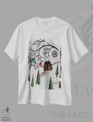 تیشرت سفید طرح دار روز زمستانی I، دکور معاصر اثر کارلا جرارد | فروشگاه ایماژ