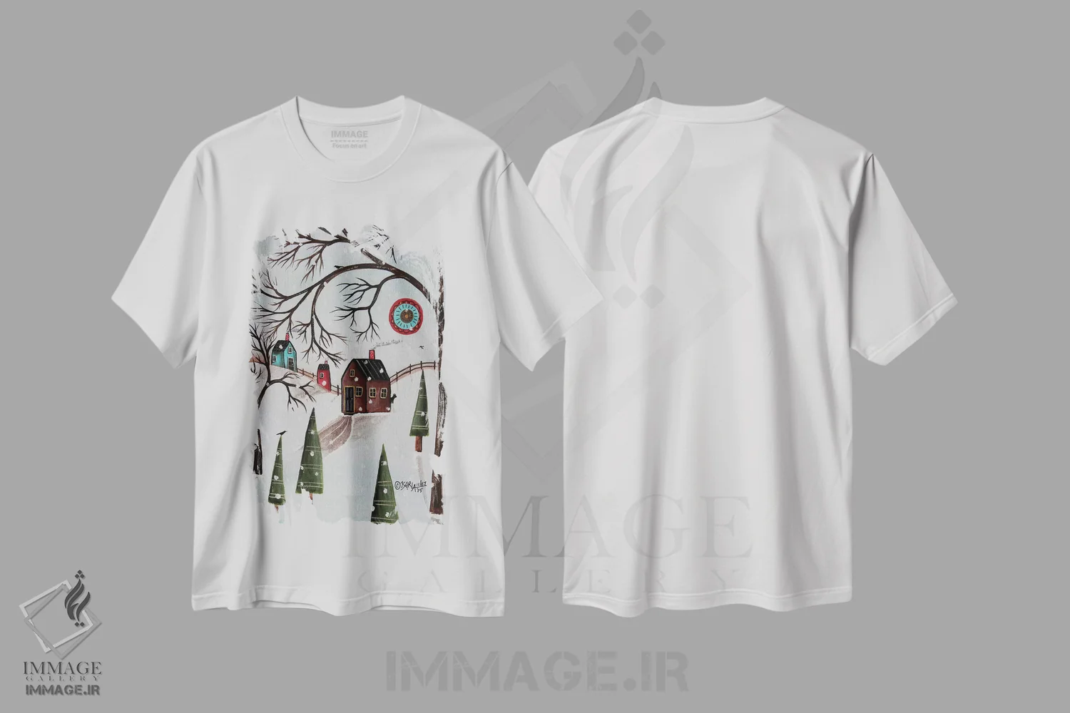 تیشرت سفید طرح دار روز زمستانی I، دکور معاصر اثر کارلا جرارد | فروشگاه ایماژ