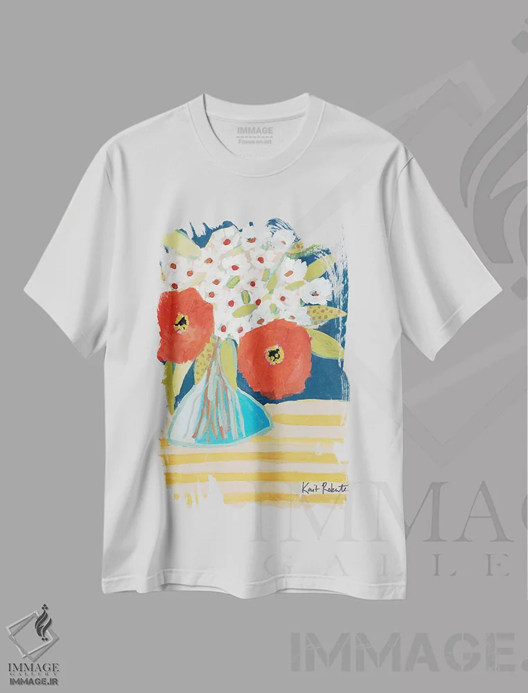 تیشرت سفید طرح دار با هم، بهتر، تزئینی اثر کیت رابرتس | immage.ir