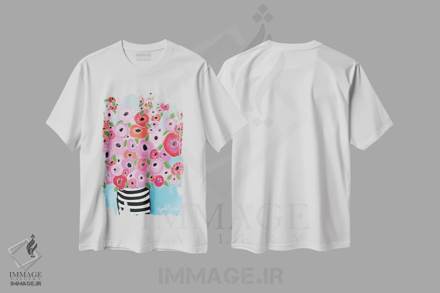 تیشرت سفید طرح دار رویای شقایق ها، دکور معاصر اثر کیت رابرتس | فروشگاه ایماژ