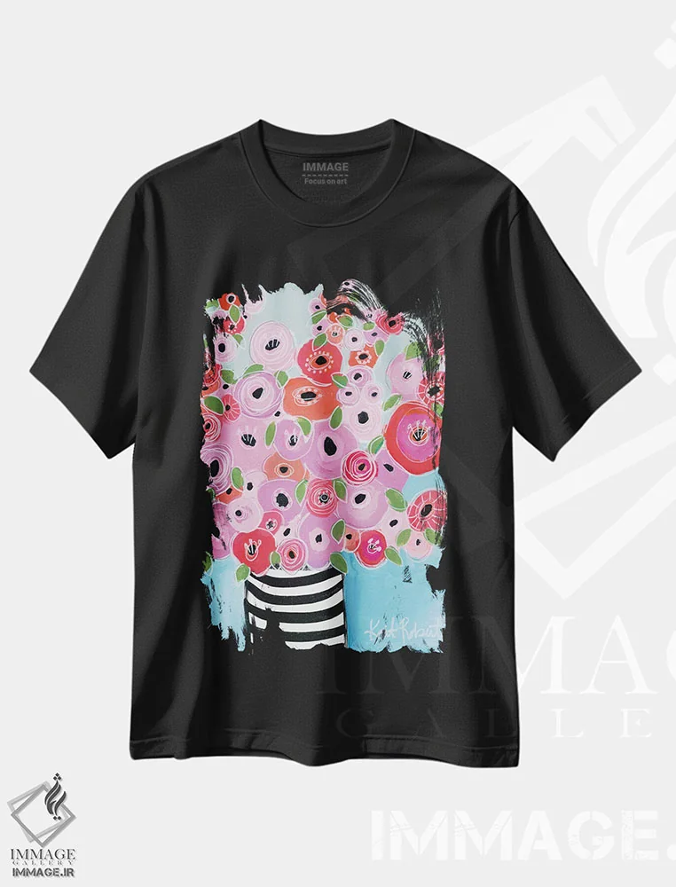 تیشرت مشکی طرح دار رویای شقایق ها، دکور معاصر اثر کیت رابرتس | immage.ir
