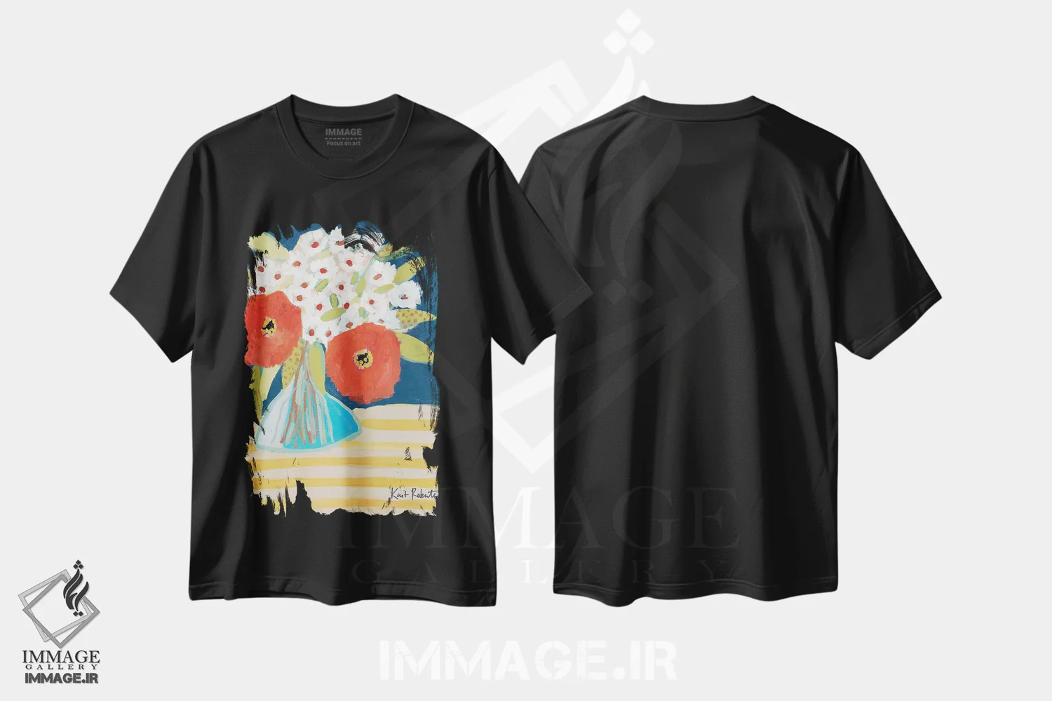 تیشرت مشکی طرح دار با هم، بهتر، تزئینی اثر کیت رابرتس | فروشگاه ایماژ