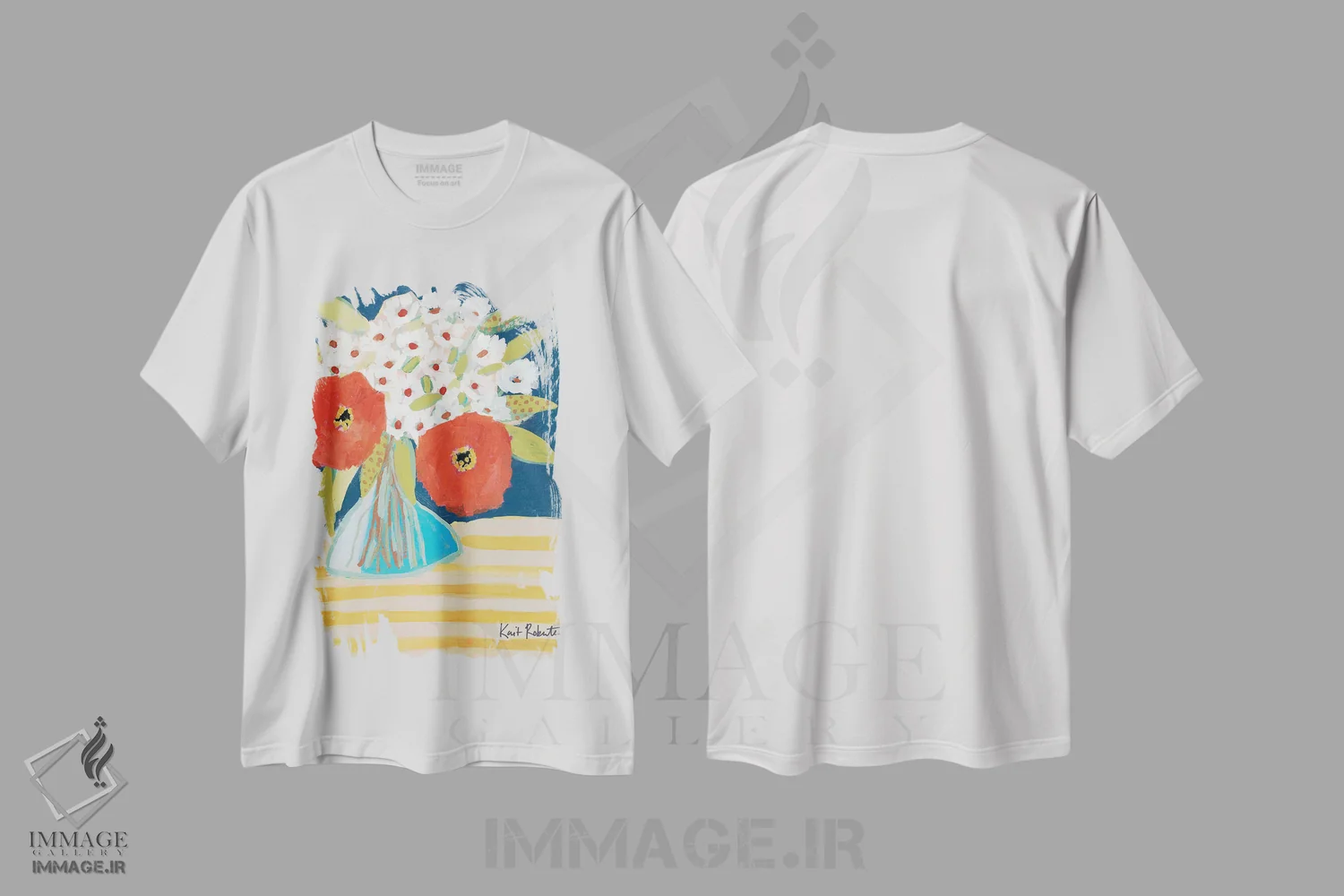 تیشرت سفید طرح دار با هم، بهتر، تزئینی اثر کیت رابرتس | immage.ir