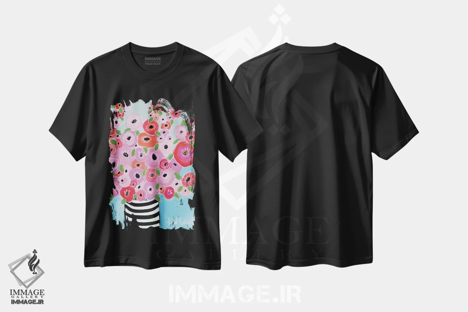 تیشرت مشکی طرح دار رویای شقایق ها، دکور معاصر اثر کیت رابرتس | immage.ir
