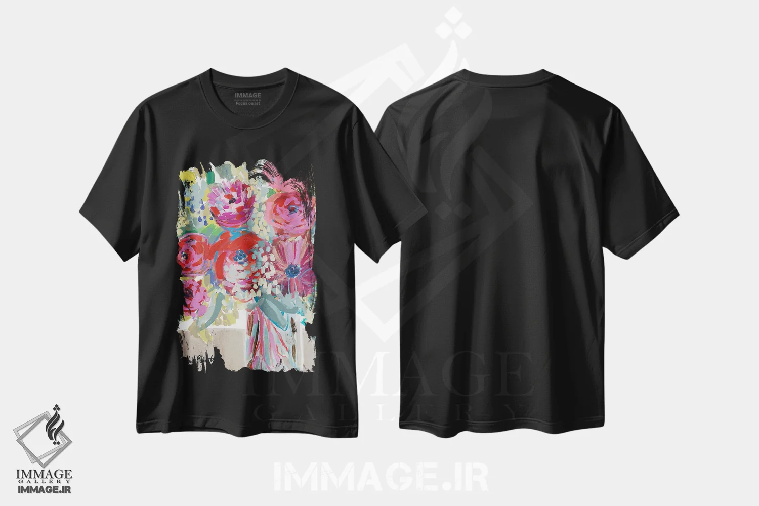تیشرت مشکی طرح دار شکوفا شدن در طاقچه پنجره، تزئینی اثر کیت رابرتس | فروشگاه ایماژ